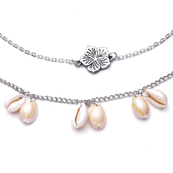 'Beachy' Shell Detail Multilayer Silver Necklace - Picture 3 of 7